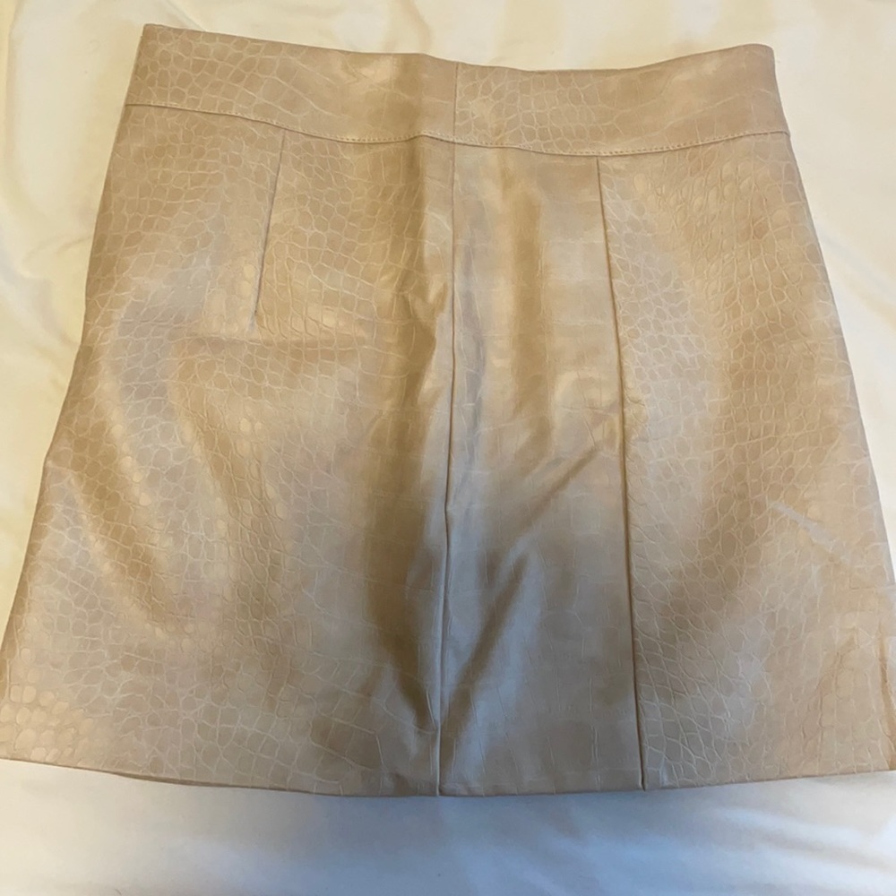 Tan Snake Print Leather Mini Skirt